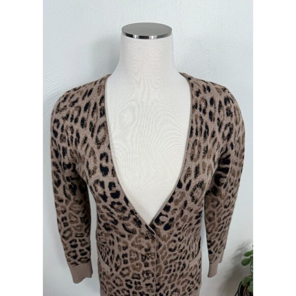 Skaist Tayloe Womens 100% Wool Leopard Print Cardigan - Picture 7 of 15